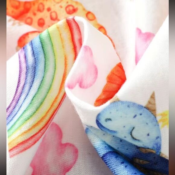 Girls T-Shirts Colorful Dinosaurs Graphic Tees Casual Fit Summer Tops red - Picture 5 of 8